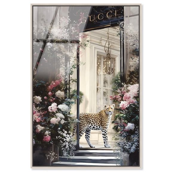 Elegant Flower Storefront Framed High-Gloss Acrylic Glass Wall Art Fashion Designer by Art Remedy, Silver Frame, 10 x 15