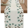 thumbnail image 1 of Elegant Flower Table Runner 72 Inches Long Cotton Linen Kitchen Dinner Table Runners, Burlap Farmhouse Tablerunner for Dresser/Dining/Party/Wedding Rustic Vintage Teal Tulip Farmhouse Floral 14"x72", 1 of 6