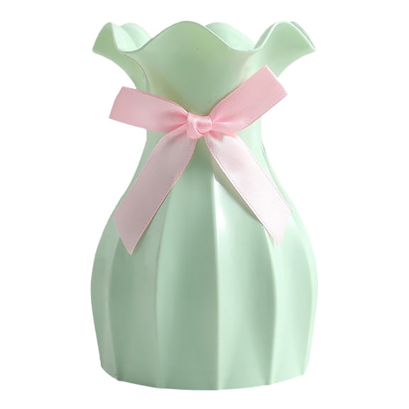 Elegant Flower Vase,6.3 Inch Plastic Flower Vase for Roses,Lilies,Daisies and Tulip,Versatile Vase for Flower,Fit for Home Office Decor,Wedding,Thanksgiving,Birthday & Christmas(6.3x3.54")(Green)