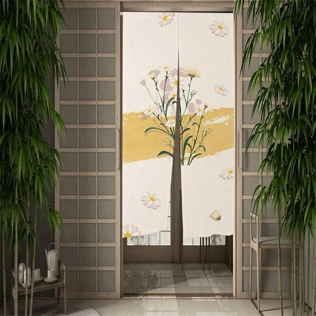 Elegant Flowers Door Curtain Dining Room Kitchen Door Curtains Japanese