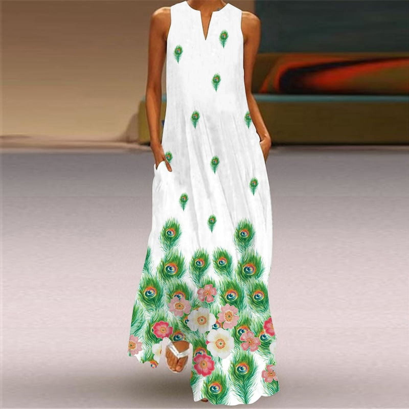 Women Long Dress Elegant Sleeveless Sling Dresses Summer Lady Dresses