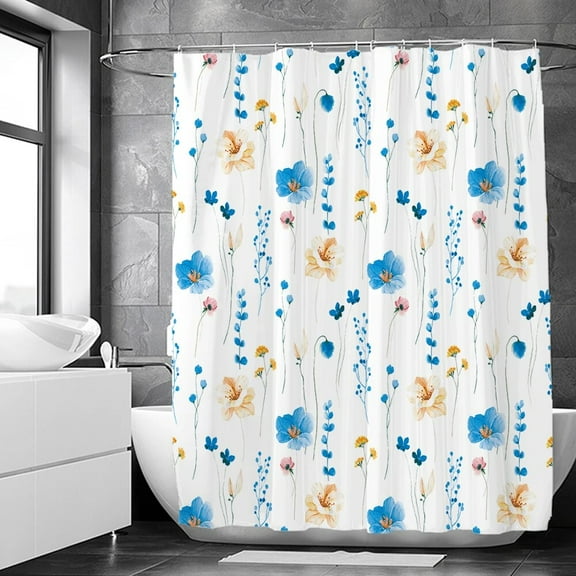 Elegant Flowers Shower Curtain 180x180cm Floral Printed Shower Curtain Polyester Bath Curtain Bathroom Decor Washable With