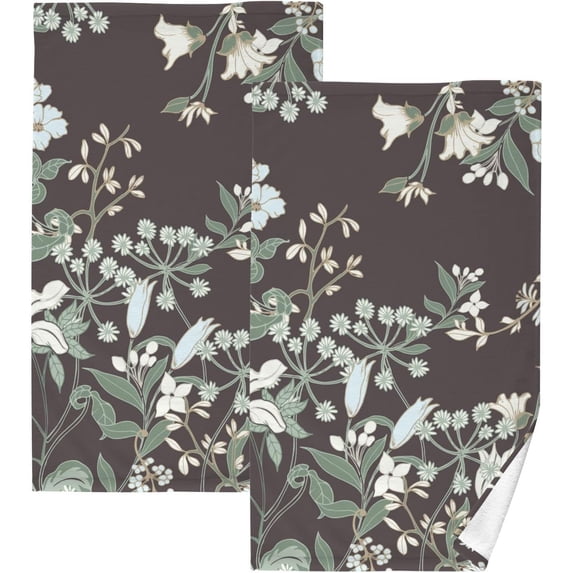 Elegant Flowers Towels 2 Piece Cotton Hand Towels, Ultra Soft and Highly Absorbent,Decorative Fingertip Face Towel for Bathroom Hotel, Gym and Spa 28 X 16 Inches