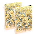 thumbnail image 1 of Elegant Flowers Yellow Ring Binder Notebook Journey Note Diary College Ruled Spiral Notebook Study Loose Leaf Paper A5 60 Pages, 1 of 8