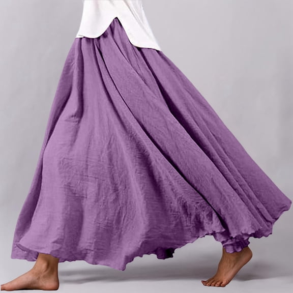 Elegant Flowy Women's High Waist Skirt Boho Maxi Long Skirt with Elastic Waist for Daily Wear and Party