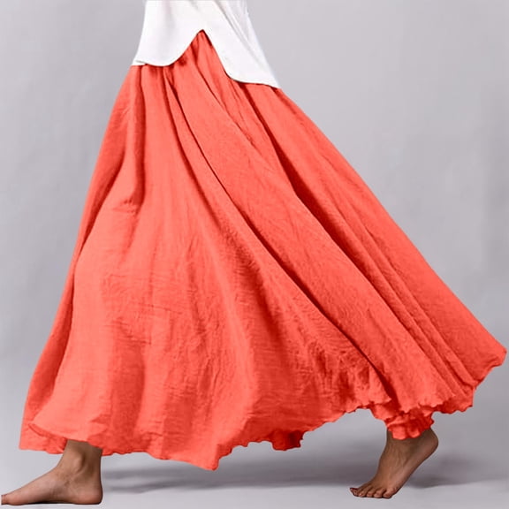 Elegant Flowy Women's High Waist Skirt Boho Maxi Long Skirt with Elastic Waist for Daily Wear and Party