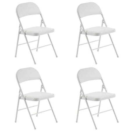 Elegant Foldable Iron & PVC Chairs for Convention & Exhibition White 4pcs-White