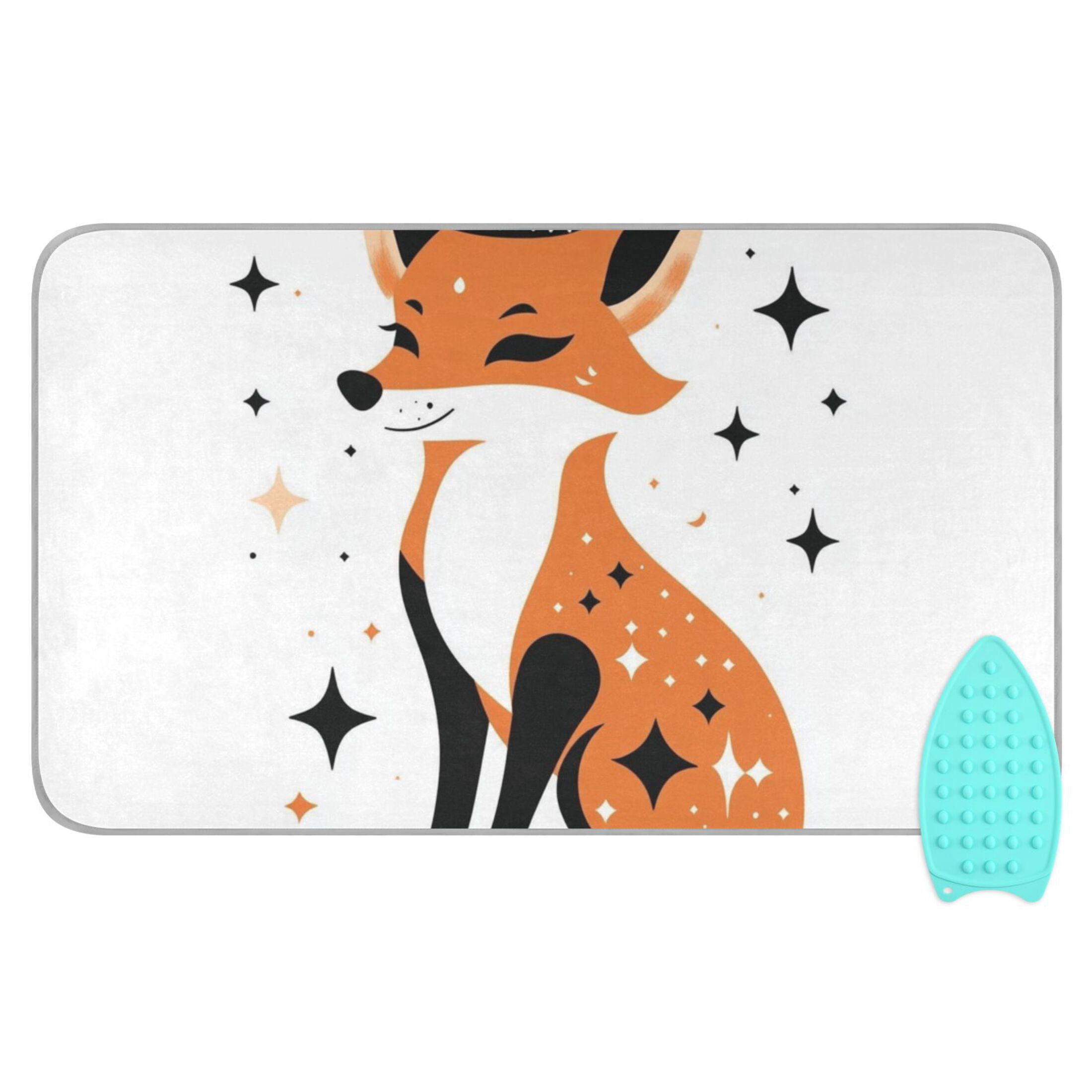 Elegant Fox Wear Crown Stars Ironing Mat Blanket Portable Travel Ironing Pad Heat Resistant Pad 47.2" x 27.6”