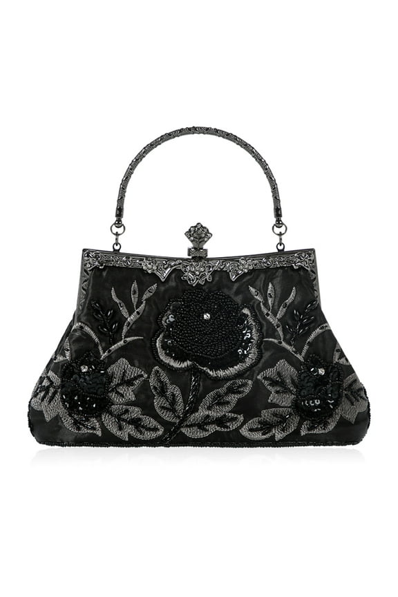 Elegant Frame Women Formal Beaded Evening Purses and Handbags Bridal Sequins Clutch Bag Cocktail Party Bag