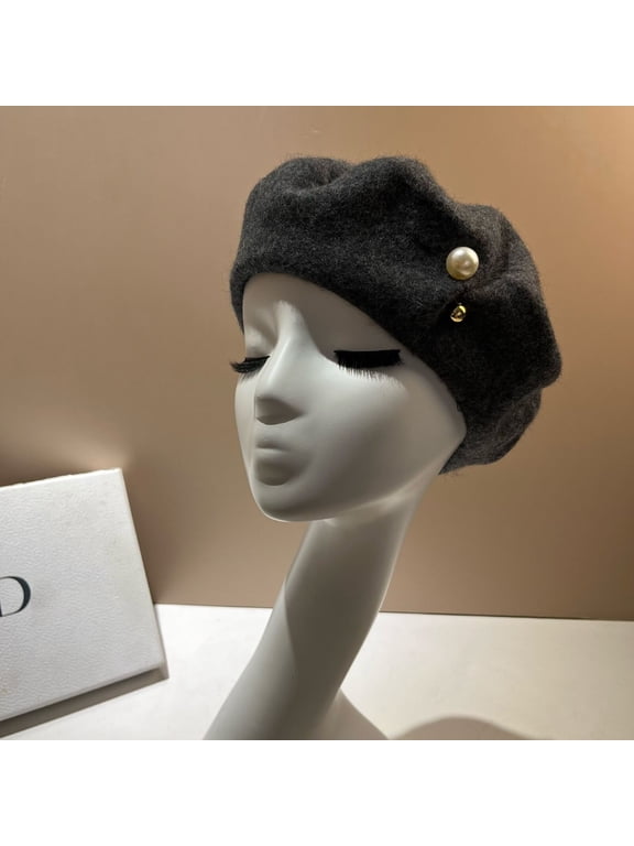 Elegant French Beret Pearl Church Wool Hat Women Artist Hat