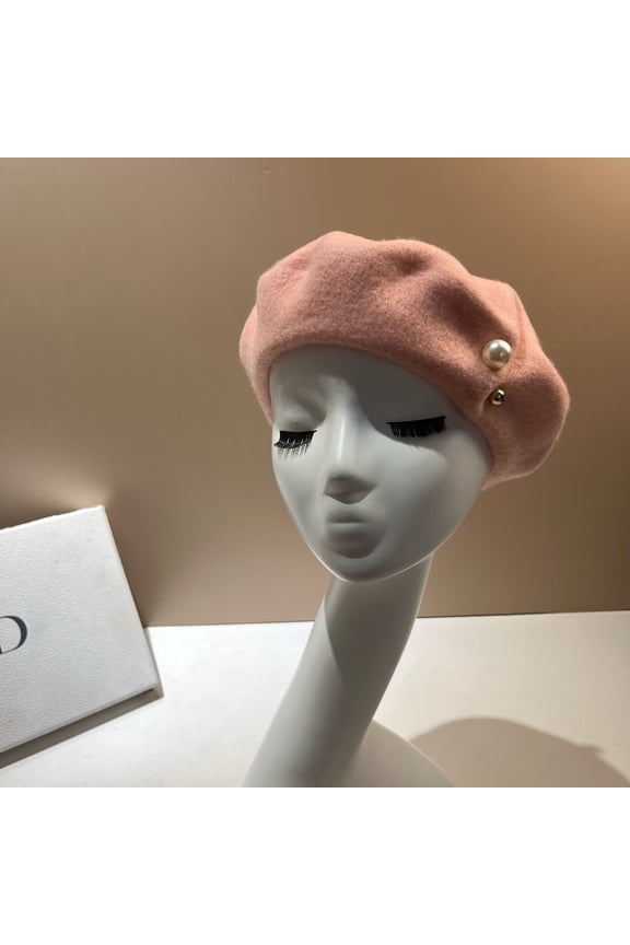 Elegant French Beret Pearl Church Wool Hat Women Artist Hat