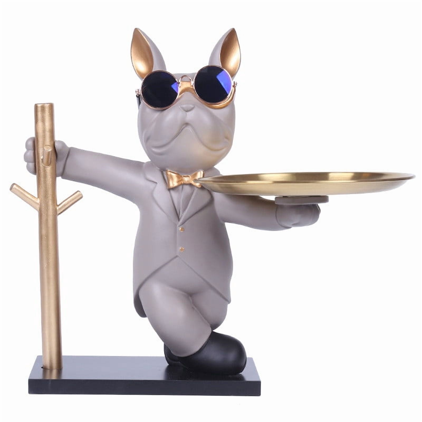 Elegant French Bulldog Bird Feeder, Decorative Food Tray, Dog Sculpture for Outdoor and Indoor Use, Garden and Patio Decor, Gift for Home