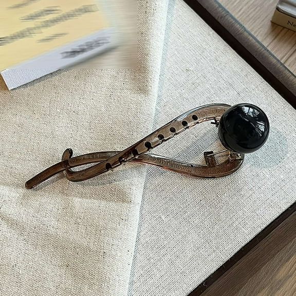 Elegant French Hair Clip Brown Pearl Barrette for Women Stylish Updos Fold Hair Accessories