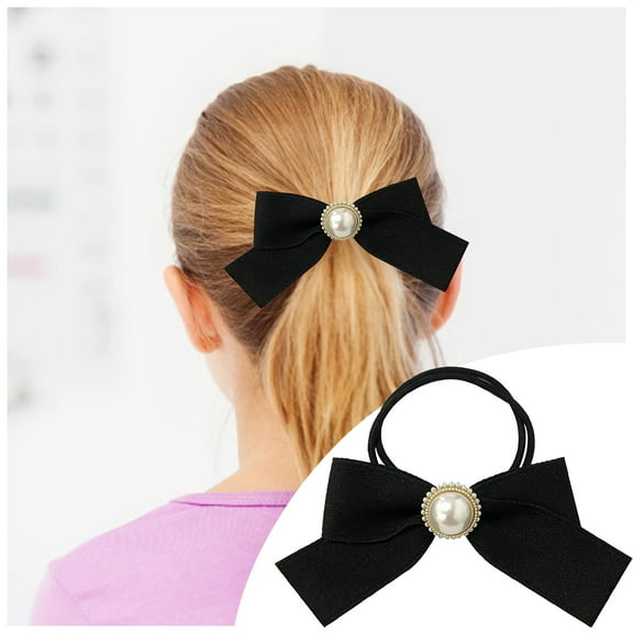 French Elegant Pearl Bow Knot Hair Band - Fashion Retro Versatile Rubber Hair Rope for Women - Korean Headwear Hair Accessories