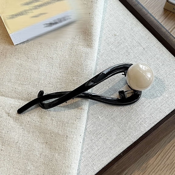 Elegant French Pearl Hair Clip for Women Stylish Barrette Updo Accessories Brown Beaded Hairpin Secure Fold Hair Clamp