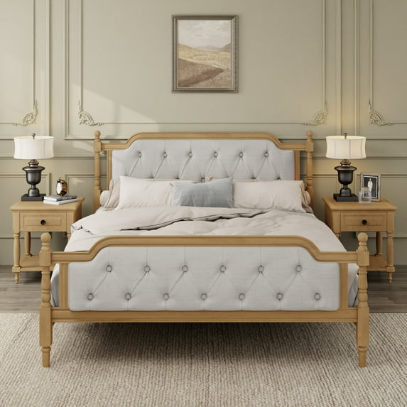Elegant French Provincial Bed Frame – Full, Queen & King Sizes with Luxurious Tufted Headboard