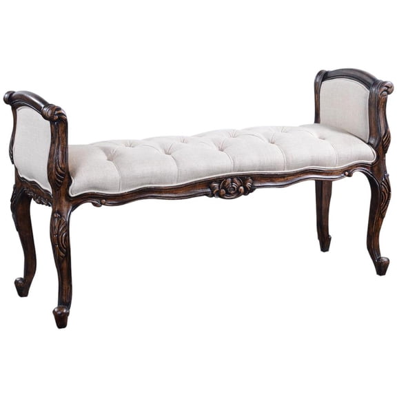 Elegant French Style Bench with Linen Upholstery