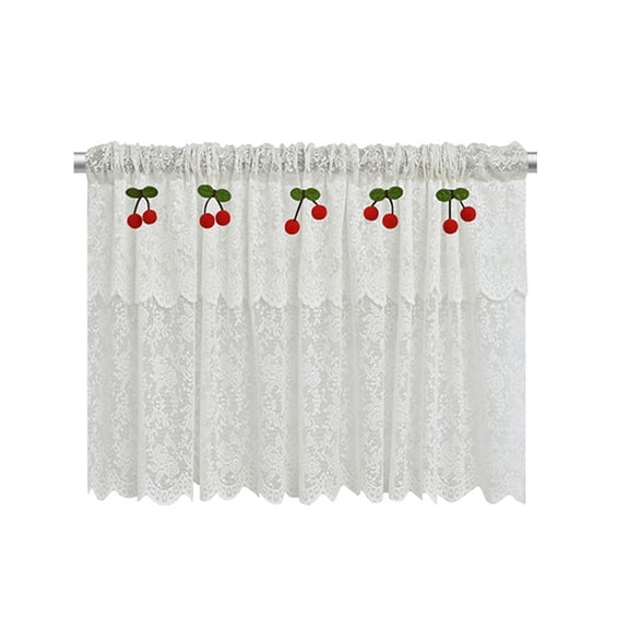 Elegant French Type Lace Curtain With Color Pin Accent White Sheer Kitchen Curtains For Living Room Or Kitchen Window