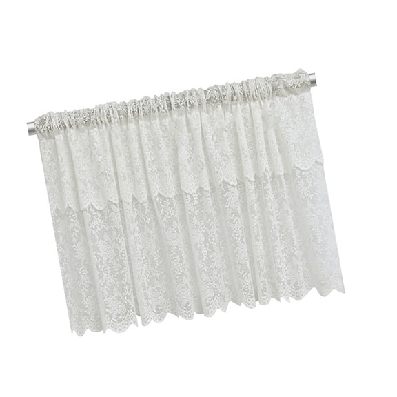 Elegant French Type Lace Curtain With Color Pin Accent White Sheer Kitchen Curtains For Living Room Or Kitchen Window