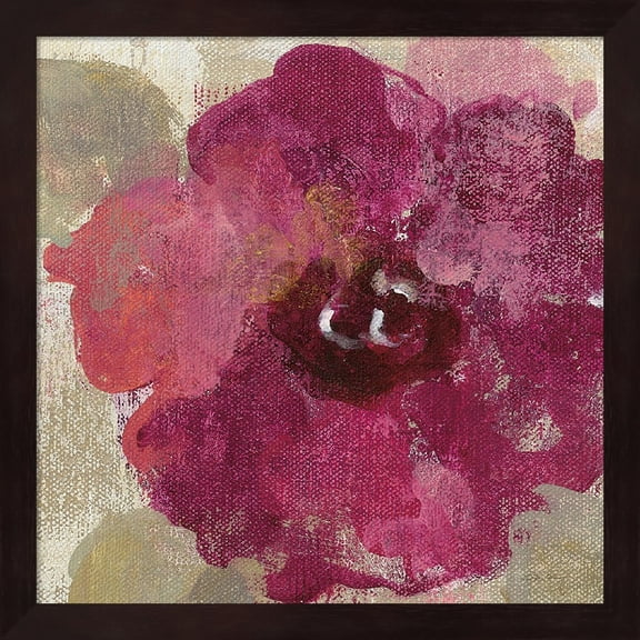 Elegant Fresco Floral Gold Flower III by Silvia Vassileva, Framed Wall Art, 13.25W x 13.25H