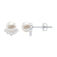 thumbnail image 1 of Rosec Jewels Cultured Freshwater Pearl Stud Earrings for Women - AAA Quality - Pearl Diamond Earrings - with Jewelry Box, 925 Sterling Silver, 1 of 8