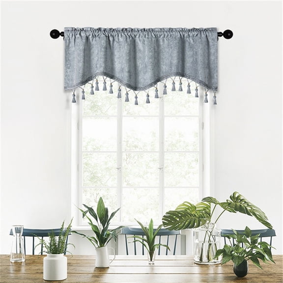 Elegant Fringed Window Curtains, Patterned Rod Panels, Short Drapes for Home Decor, Kitchen, Bathroom, Living Room