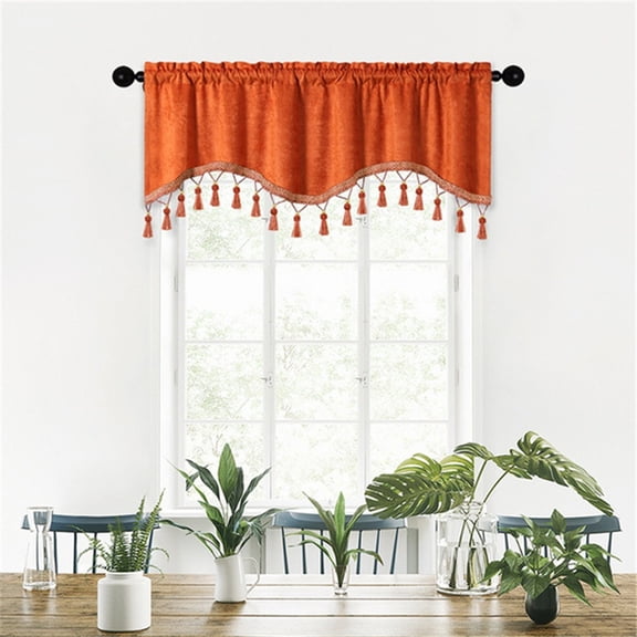 Elegant Fringed Window Curtains, Patterned Rod Panels, Short Drapes for Home Decor, Kitchen, Bathroom, Living Room
