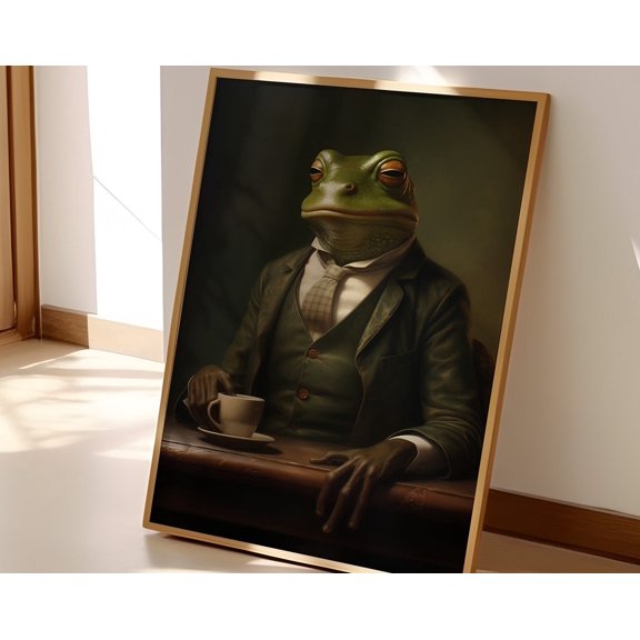 Elegant Frog Wall Art - Frog Print - Wall Art, Modern Wall Decor, 8x12 UNFRAMED