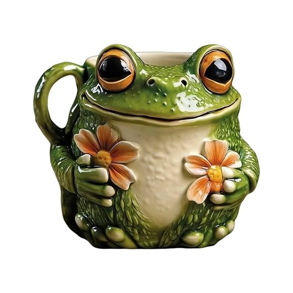 Elegant Frogs And Florals Designs Ceramic Coffee Mug Drinking Cup For Home Offices Use With Comfortable Handle