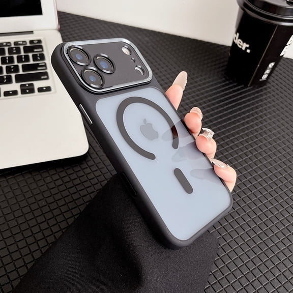 Elegant Frosted Translucent for iPhone 17 Pro Case, Magnetic Compatible with MagSafe TPU + PC Hybrid Ultra-Slim Shockproof Anti-Slip Protective Thin Cover for iPhone 17 Pro, Black