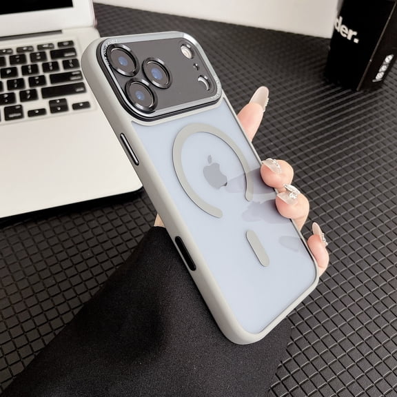 Elegant Frosted Translucent for iPhone 17 Pro Max Case, Magnetic Compatible with MagSafe TPU + PC Hybrid Ultra-Slim Shockproof Anti-Slip Protective Thin Cover for iPhone 17 Pro Max, Gray