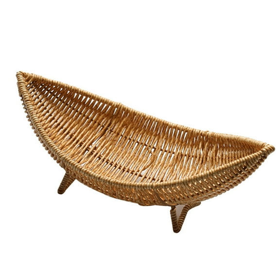 Elegant Fruit Dish with Rattan Pattern NaturalThemed Fruit Bowl Sturdy Rattan Imitation Plastic Tary for Everyday Use