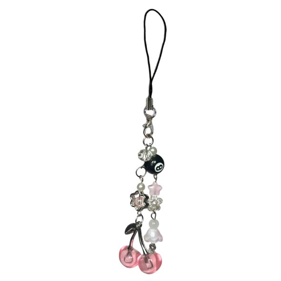 Elegant Fruit Jellyfish Beaded Keyring Multi Purpose Phone Strap Fashion Charm For Earphones Devices