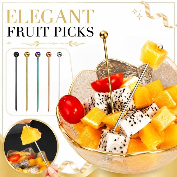 Elegant Fruit Picks And Dessert Garnish Sticks For Appetizers And Pastries Decorative Food Skewers For Holiday Parties Wedding Receptions And Buffet Tables, 1Pack Black