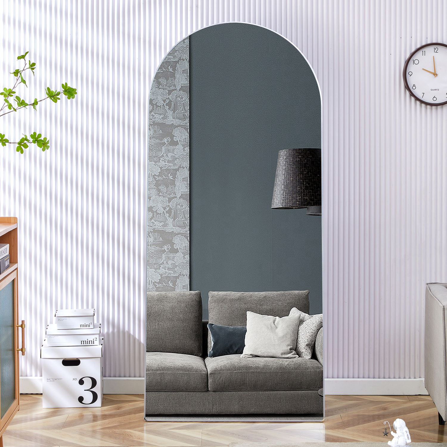 Elegant Full-Length Floor Standing Silver Mirror - 71 x 31 with Aluminum Alloy Metal Frame  Arched Design  and Bracket for Bathroom Makeup - 4th Generation AM-SR by XNGGNG