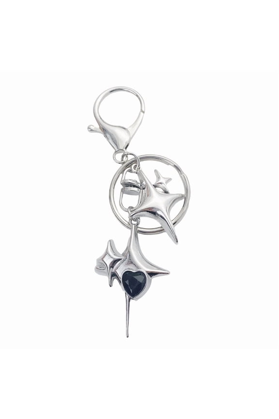 Elegant Full Rhinestones Metal Guitar Keychain Star Charm Keyring Pendant for Music Lovers and Fashion Enthusiasts