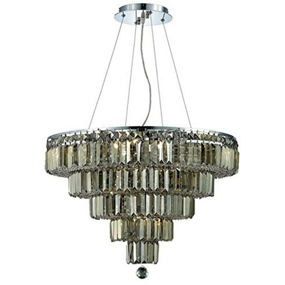 Elegant Furniture Maxime 14 light Chrome Chandelier Golden Teak (Smoky) Swarovski? Elements Crystal