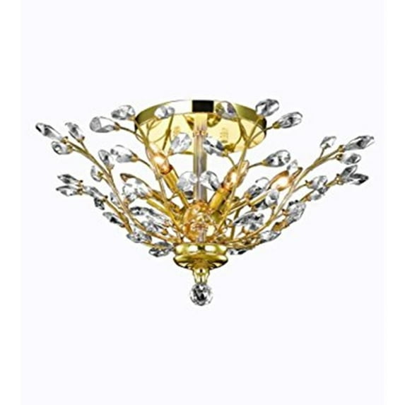 Elegant Furniture Orchid 6 light Gold Flush Mount Clear Elegant Cut Crystal