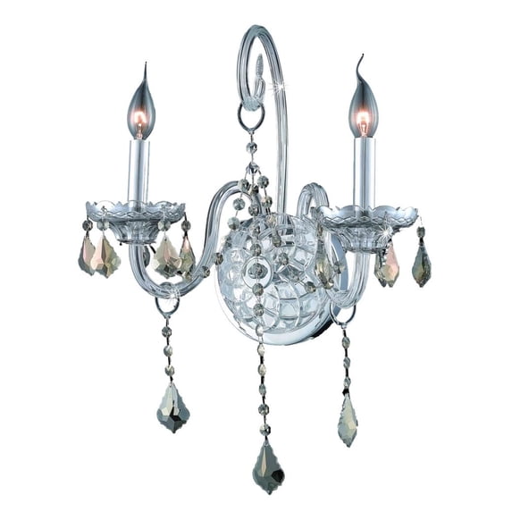 Elegant Furniture Verona 2 light Chrome Wall Sconce Golden Teak (Smoky) Elements Crystal