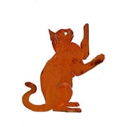 Elegant Garden Design Upright Playing Cat, Steel Silhouette with Rusty Patina