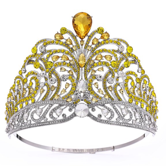 Elegant Gemstones Crowns Beauty Pageant Crowns Fashionable Women Alloys Crowns for Pageants Weddings and Performances