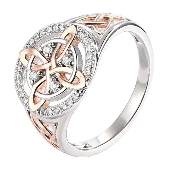 Elegant Geometric Shaped Copper Rings With Double Hues Zircon For Comfortable All Day Wear In Sizes 6 To 10