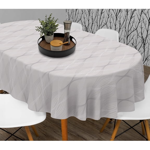 Elegant Geometry Farmhous Reusable Table Cloth for Home Decor 72x54 Inch Oval