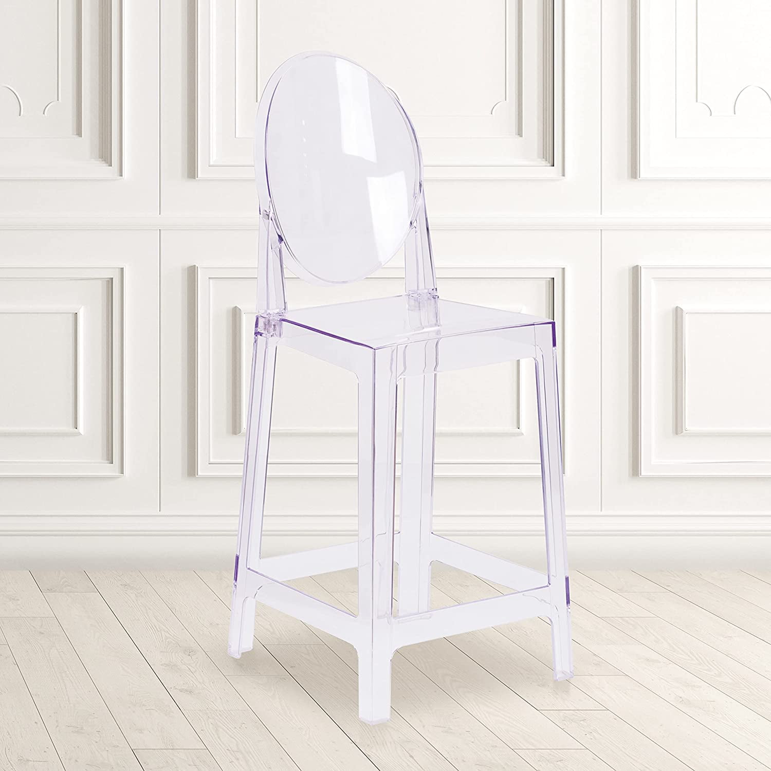 Transparent Crystal Oval Back Counter Stool