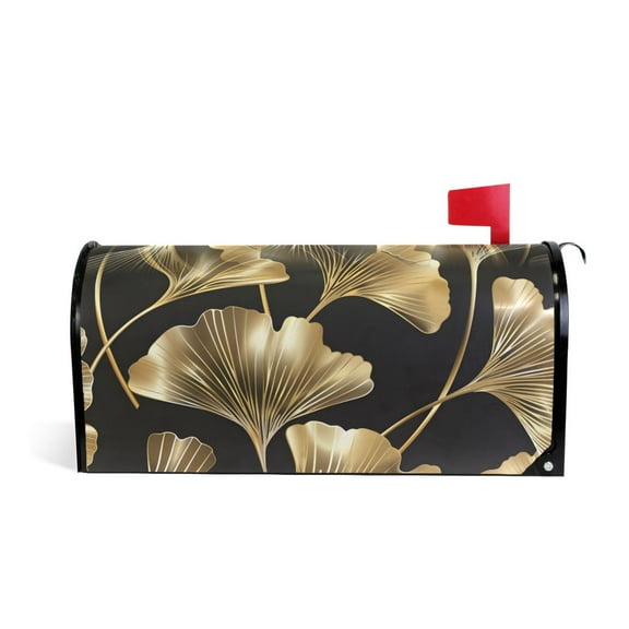 Elegant Ginkgo Leaf Mailbox Covers Magnetic Post Box Cover Wraps Standard Size 21"x18" Waterproof Home Garden Yard Outside Decor