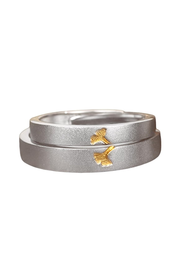 Elegant Ginkgos Couple Rings With Adjustable Portable Accessory for Expressing Love and Celebrating Unique Moment