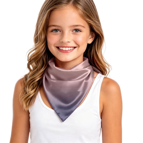 Elegant Girl's Satin Silk Scarf with Gradient Tone for Kids Lightweight Shawl Everyday Wear