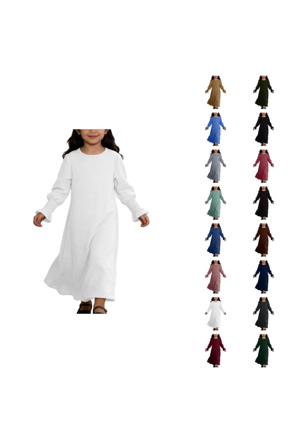 Elegant Girls Floral Lace Hem Round Neck Maxi Dress for Wedding, Bridesmaid, Flower Girl, Pageant, Communion, Party, Princess, Dance, Boho Vintage Gown