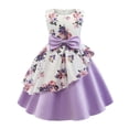 thumbnail image 1 of Elegant Girls' Floral Print Dress Evening Performance Dress, Holiday Performance Dress Princess Dress Special Occasion Dress Princess Dresses Purple, 1 of 4