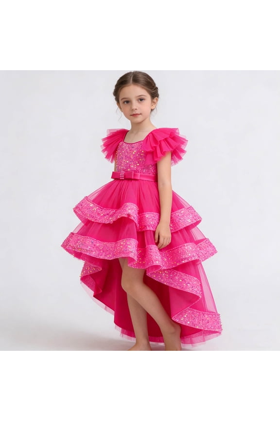 Elegant Girls Formal Dress with Detachable Train for Pageant Wedding Party and Recital Occasions Girls Summer Dress Cassual Formal Dresses Cute Sun Dresses